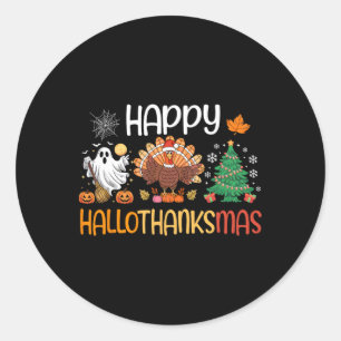 Hallothanksmas Shirt Funny Halloween Erntedank Runder Aufkleber