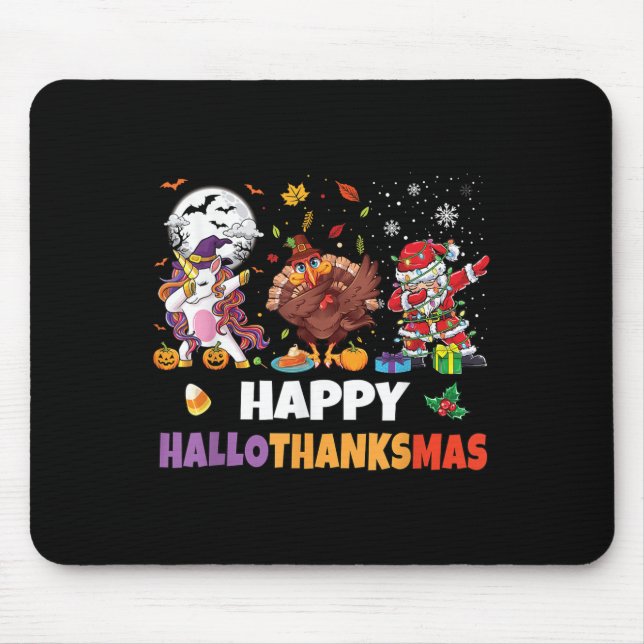 Hallothanksmas Shirt Kids Women Men Halloween Chri Mousepad (Vorne)