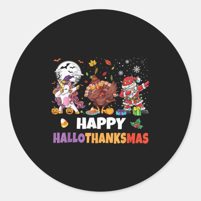 Hallothanksmas Shirt Kids Women Men Halloween Chri Runder Aufkleber (Vorderseite)