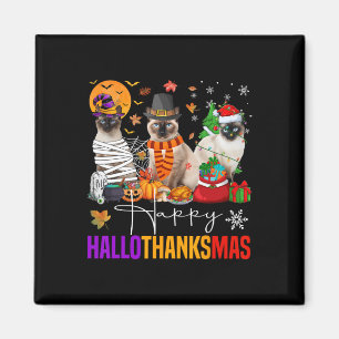 Hallothanksmas Siamese Cat Halloween Erntedank Magnet