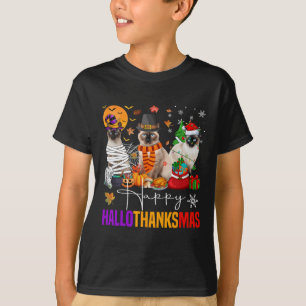 Hallothanksmas Siamese Cat Halloween Erntedank T-Shirt