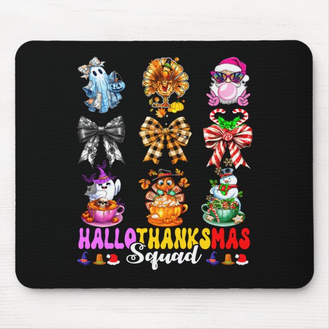 Hallothanksmas Squad Funny Halloween Thanksgiving  Mousepad (Vorne)