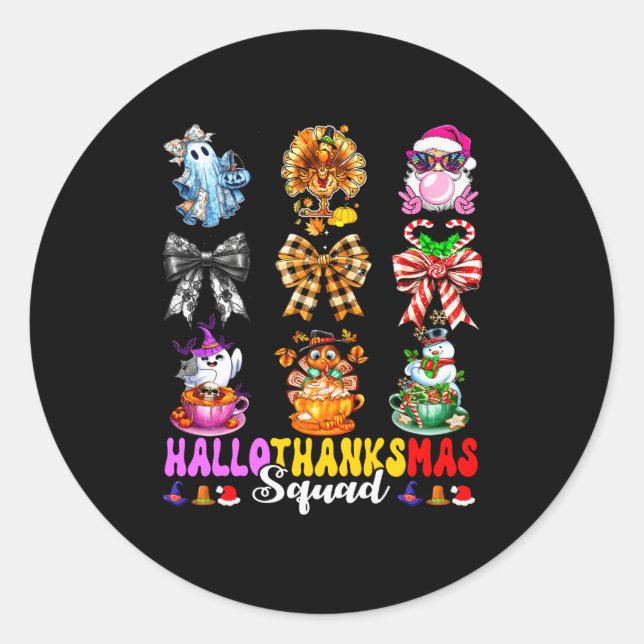 Hallothanksmas Squad Funny Halloween Thanksgiving  Runder Aufkleber (Vorderseite)