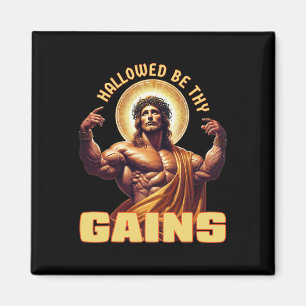 Hallow be dir Funny Gym Jesus Bodybuilding Magnet