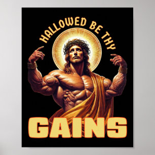 Hallow be dir Funny Gym Jesus Bodybuilding Poster
