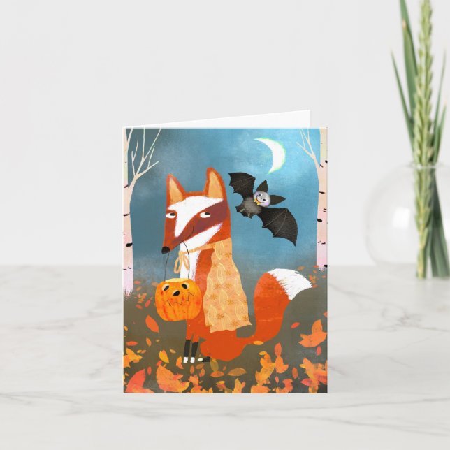 Hallow Fox and Bat Friends BLANK Grußkarte Dankeskarte (Vorderseite)