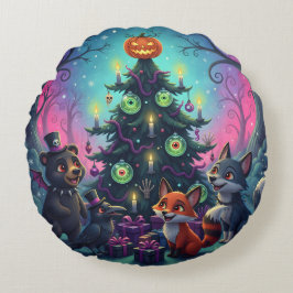 Hallow Xmas Tree Szene Rundes Kissen