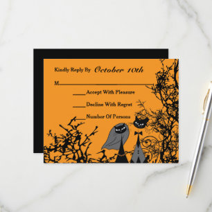 Hallowedding Katzen Hochzeit RSVP Karte Benutzerde