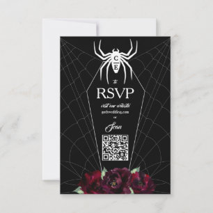 Hallowedding Spinnennetz Sarg Schwarz Weiß RSVP Karte
