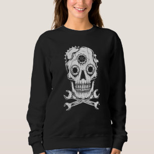 Hallowee der Skull Cross Wrench Gearhead Car Mecha Sweatshirt