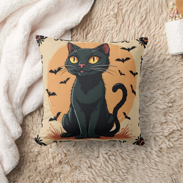 HALLOWEE SCHWARZE KATZE MIT BATTEN KISSEN (Decke)