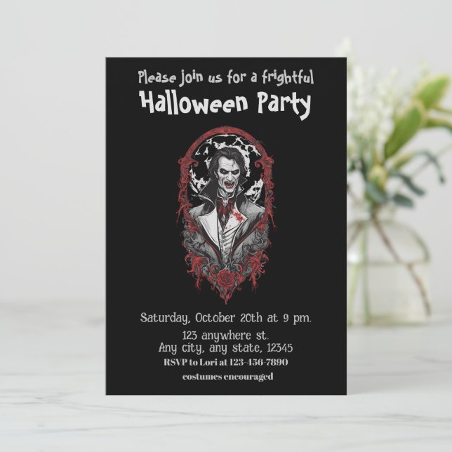 Halloween, 12 Vampire, erschreckend, beängstigend, Einladung (Stehend Vorderseite)