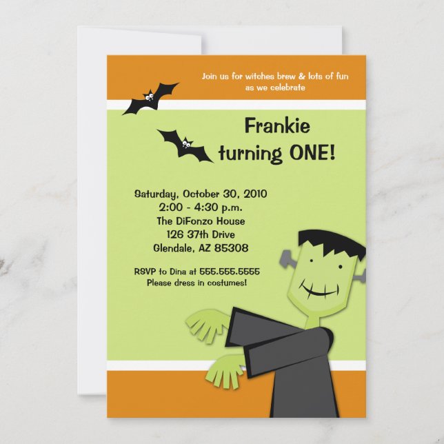 Halloween 12x18 Frankenstein Party Einladung (Vorderseite)