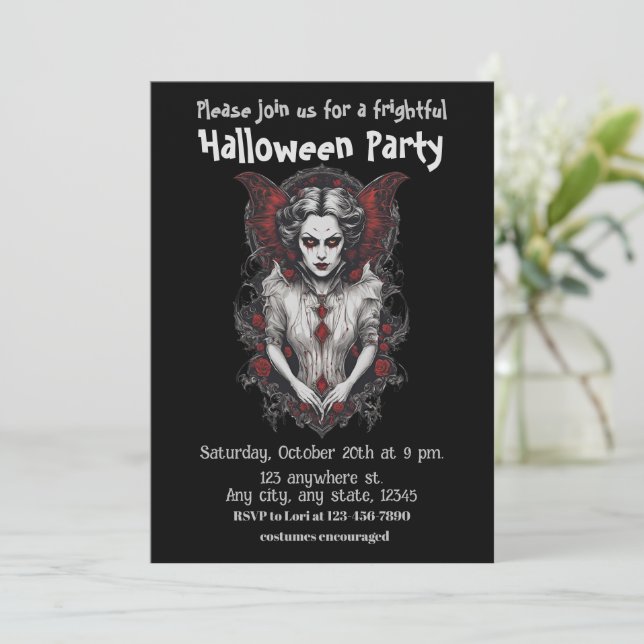 Halloween, 13 Vampire, erschreckend, beängstigend, Einladung (Stehend Vorderseite)