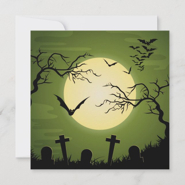 Halloween 16 . Geburtstag Slimy Green Black Bats Einladung (Vorderseite)