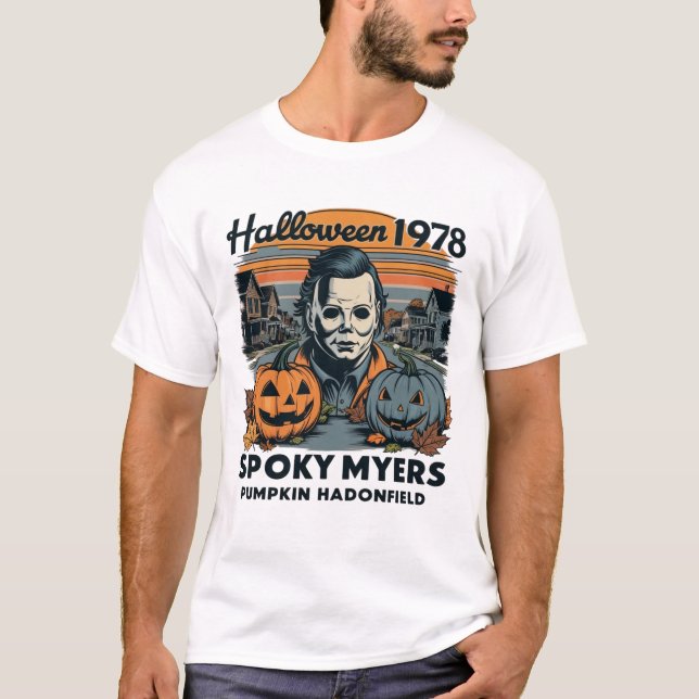 Halloween 1978 Holiday Spooky Myers Pumpkin Haddon T-Shirt (Vorderseite)