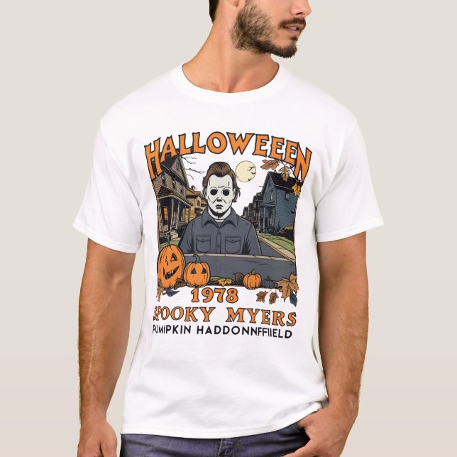 Halloween 1978 Holiday Spooky Myers Pumpkin Haddon T-Shirt (Vorderseite)