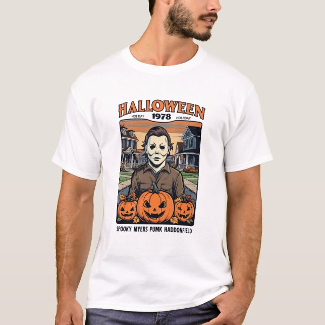 Halloween 1978 Holiday Spooky Myers Pumpkin Haddon T-Shirt (Vorderseite)