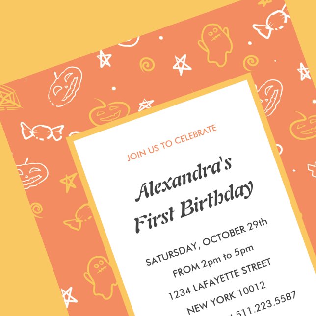 Halloween 1. Geburtstag Einladungen Herbstorange (halloween-1st-birthday-invitations-autumn-orange-1)