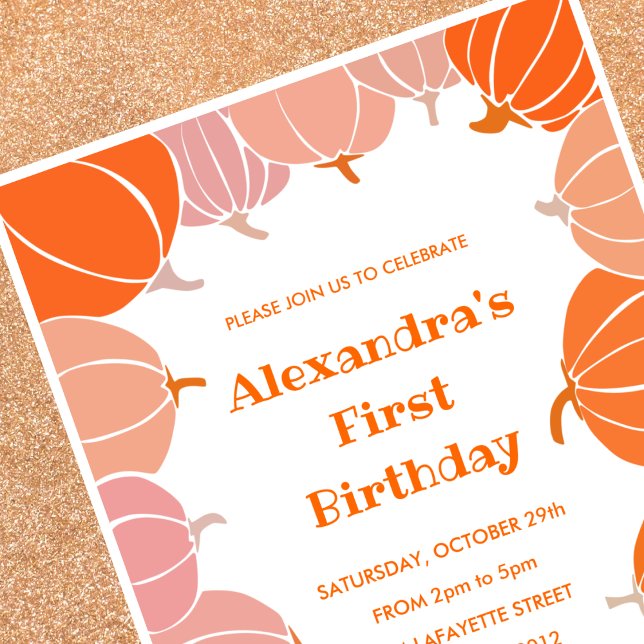 Halloween 1. Geburtstag Einladungen Rosa Kürbis (Halloween-1st-birthday-invitations-pink-pumpkin-1)