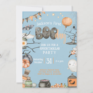 Halloween 1. Geburtstag Jeges Age Blue Boy Party Einladung