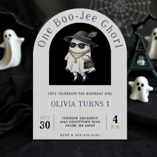 Halloween 1. Geburtstag Party One Boujee Ghost Einladung