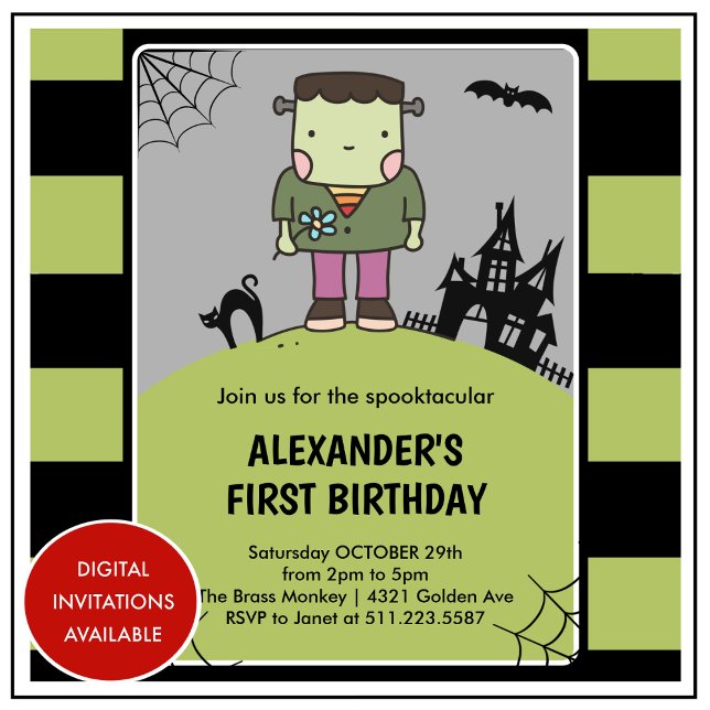 Halloween 1. Geburtstag spooktacular frankenstein Einladung (Halloween-1st-birthday-invitation-spooktacular-frankenstein-1)