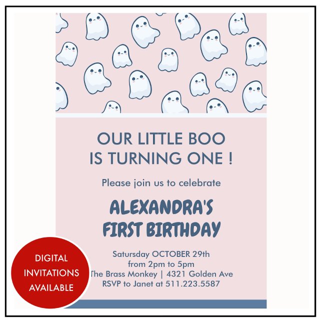 Halloween 1. Geburtstagsgröbchen Einladung (Halloween-1st-birthday-invitations-ghost-girl-1)