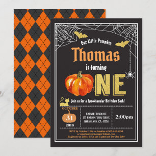 Halloween 1. Geburtstagsparty Schwarzes Gold Einladung