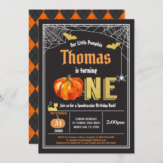 Halloween 1. Geburtstagsparty Schwarzes Gold Einladung