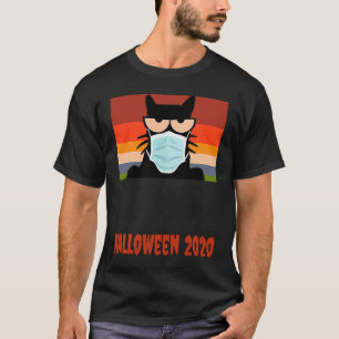 Halloween 2020, schwarze Katze mit Maske T-Shirt