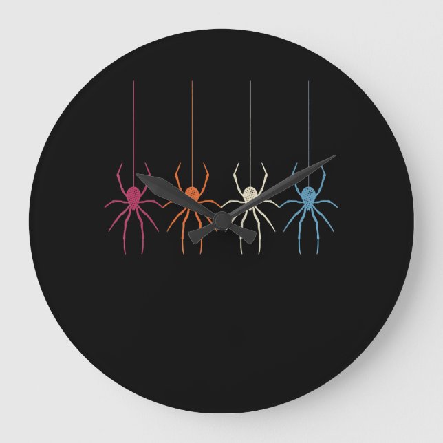 Halloween 2020 Vintag Spider Web-Silhouette Große Wanduhr (Vorderseite)