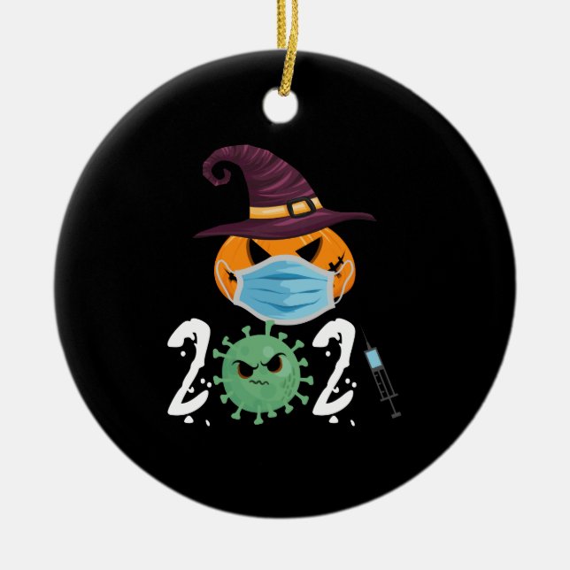 Halloween 2021 Pumpkin Wear Mask Funny Party Keramik Ornament (Vorne)