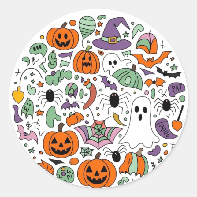 Halloween 2024 runder aufkleber (Vorderseite)