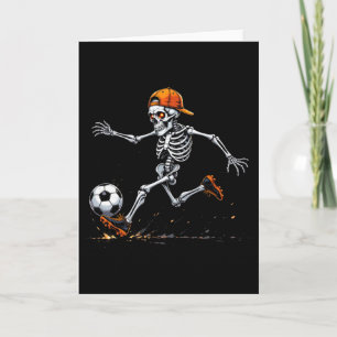 Halloween 2025 Lustiges Skelett Fußballspieler Karte