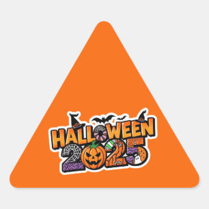 Halloween 2025 Magie – Festiver Kürbis Dreieckiger Aufkleber