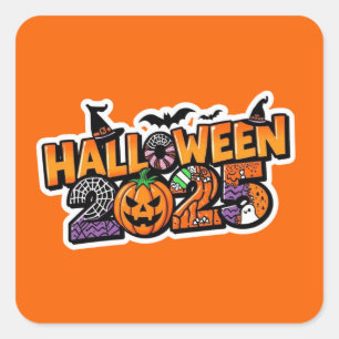 Halloween 2025 Magie – Festlicher Kürbis Quadratischer Aufkleber