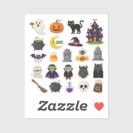 Halloween 2025 Spooky Sticker Set - Pumpkins, Geis