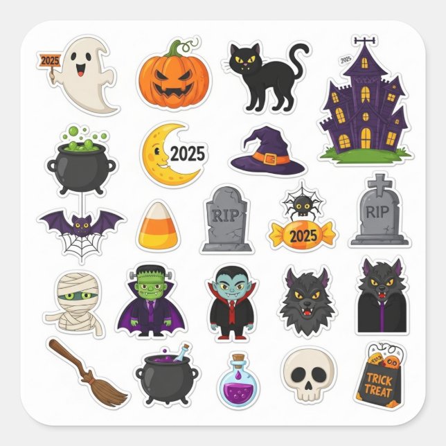Halloween 2025 Spooky Sticker Set - Pumpkins, Geis (Vorderseite)
