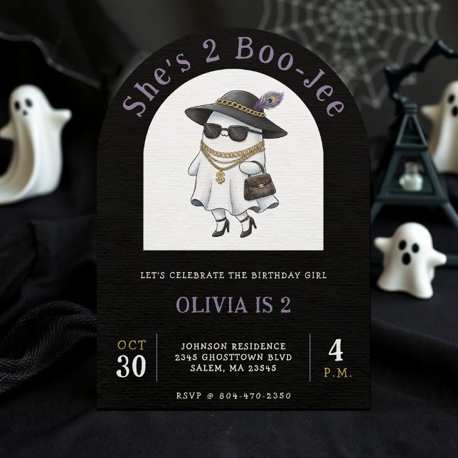 Halloween 2. Geburtstag Party Ghost Two Boujee Einladung (Halloween 2nd Birthday Party Ghost Two Boujee Invitation
)
