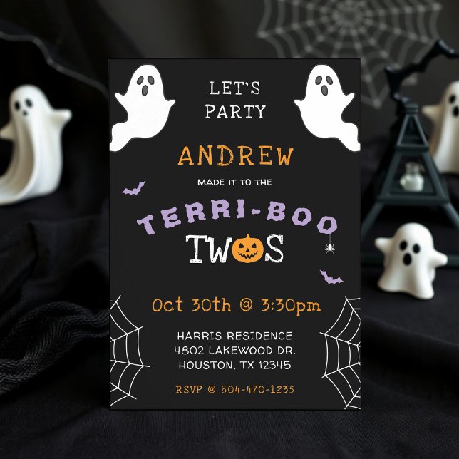 Halloween 2. Geburtstag Terri-Boo Twos Gothic Einladung (Halloween 2nd Birthday Terri-Boo Twos Ghost Gothic Invitation
)