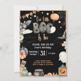 Halloween 2. Geburtstag Unser Kleiner Boo ist zwei Einladung