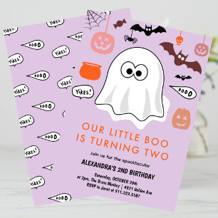Halloween 2. Geburtstagsgeister niedlicher kleiner Einladung