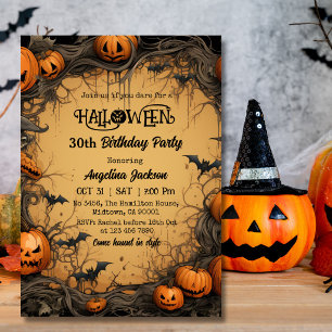 Halloween 30. Geburtstag Kürbis Vintage Gruselig Einladung