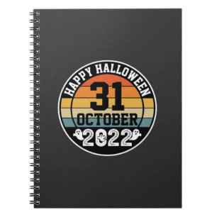Halloween 31. Oktober 2022 Sonnenuntergang Retro D Notizblock