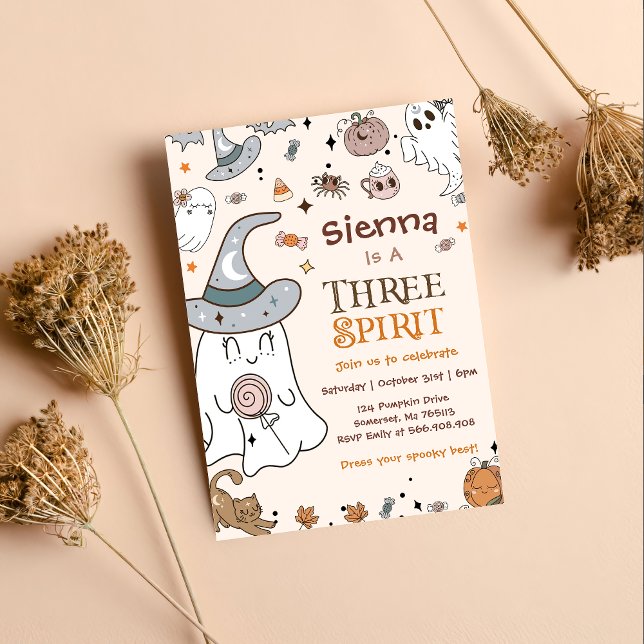 Halloween 3. Geburtstag Drei Geistereinladungen Einladung (Von Creator hochgeladen)