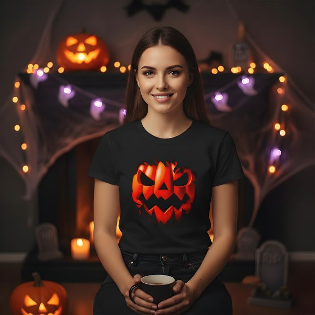 Halloween 3D Pumpkin Design. Jumps Off The Product T-Shirt (Von Creator hochgeladen)