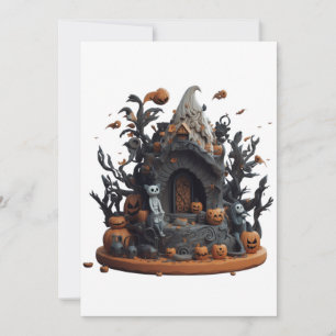 Halloween 3D verängstigtes Katzenhaus Feiertagskarte