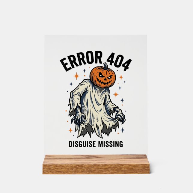 Halloween-404-Kostüm-Kürbis-Geist-Fehlermuster_1 Acrylschild (Vorderseite)