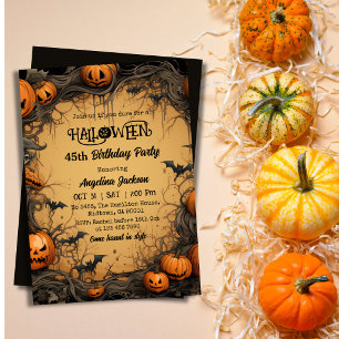 Halloween 45. Geburtstag Kürbis Vintage Gruselig Einladung
